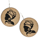 Böhmen Holz Ohrstecker Großer Kreis Afrikanische Königin Holz Gemalt Schmuck