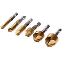 6pcs HSS Chamfer Drill Bit Hex Shank 90 Degree 6mm-19mm Countersink Chamfer