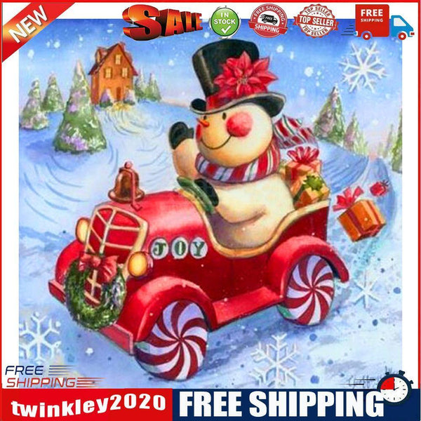 5D DIY Full Drill Diamond Painting Snowman Car Cross Stitch Embroidery Kits