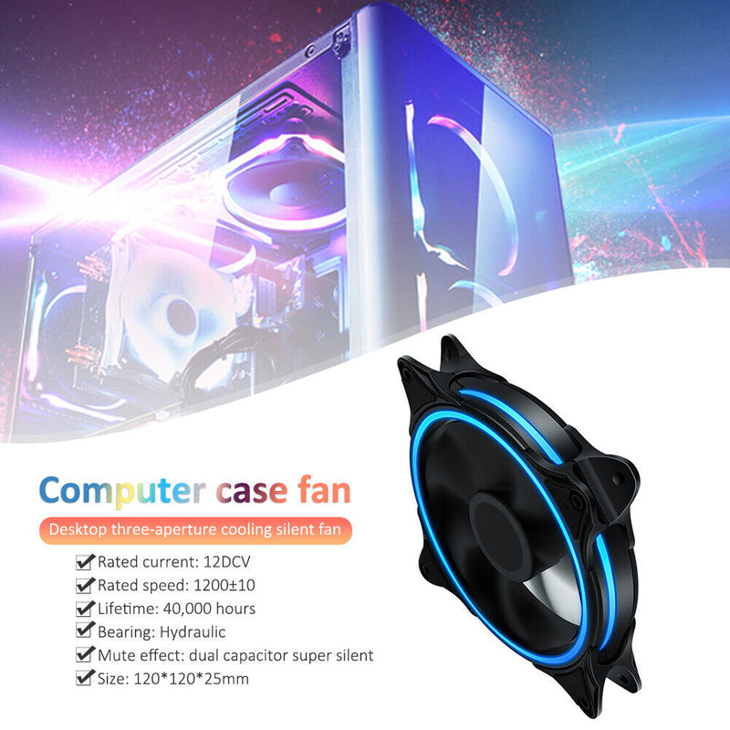 Halo Triple-Ring 120mm Quiet Fan for Desktop PC Computer Case Liquid Radiator