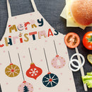 Linen Fabric Apron Oil-Proof Christmas Hanging Neck Apron for Kitchen Cooking