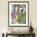 Full Embroidery DIY Canvas Stamped 11CT Cross Stitch Peafowl Flower Kit