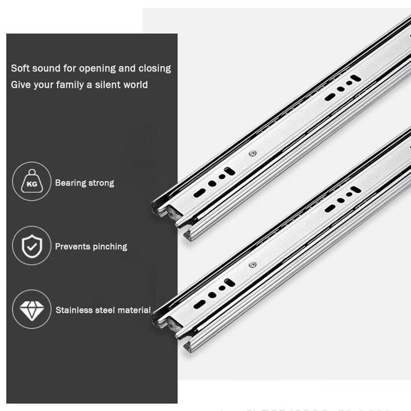 16in Ball Bearing Drawer Slides Three Sections Ball Guide Runners Furniture