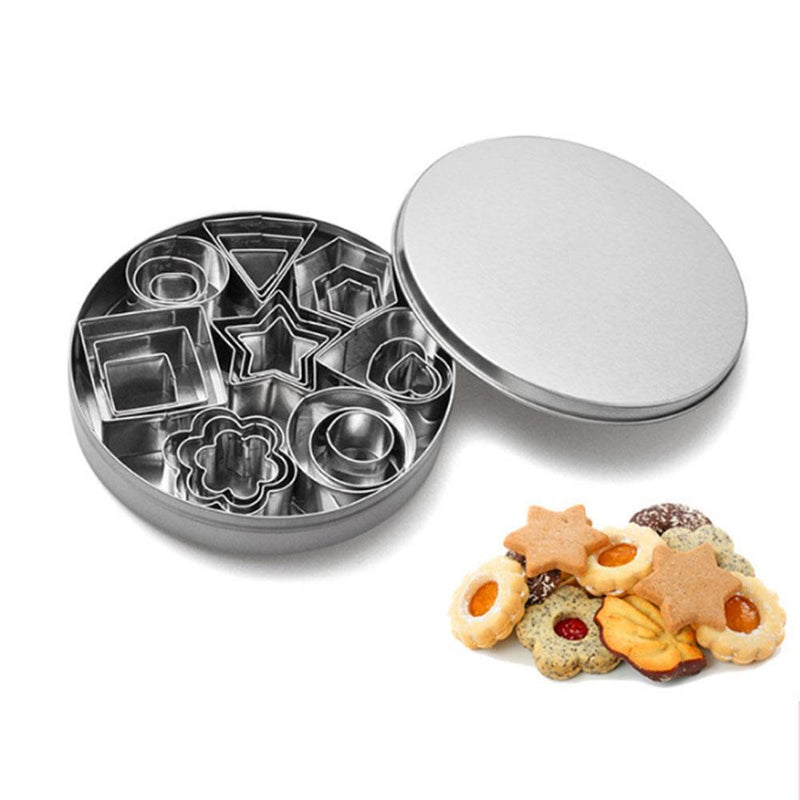 24pcs Stainless Steel Mini Cookie Cutter Set Baking Pastry Cutters Slicers Newly