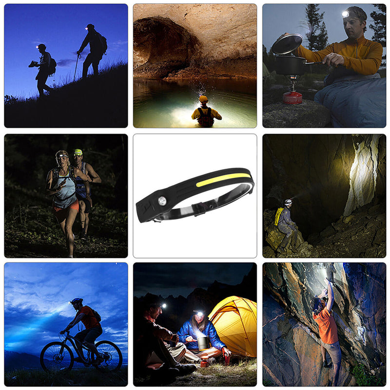 Headlamp Waterproof & Sweatproof Head Safety Light USB Rechargeable Head To