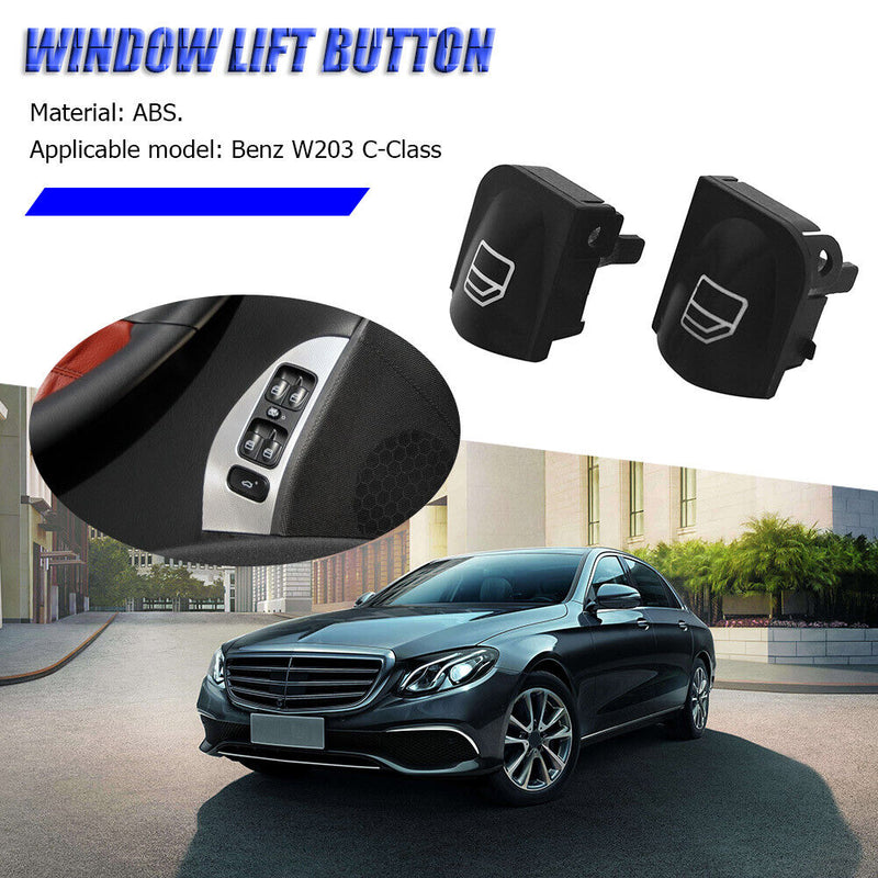 2pcs Master Power Window Switch Repair Cap Button Cover for Mercedes-Benz W203