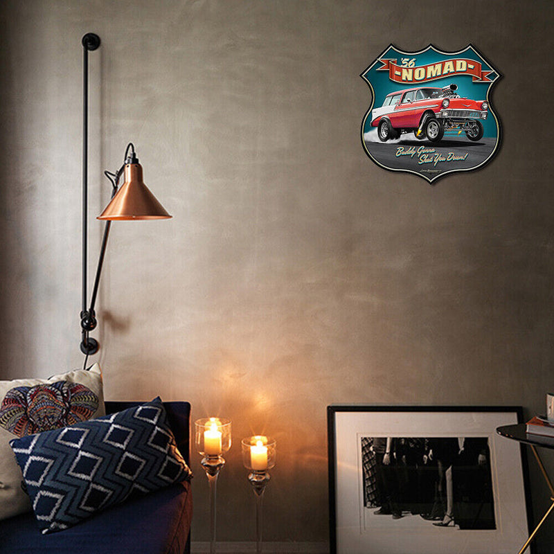 Nomad Car Shield Shape Plate Metal Tin Sign Plaque for Bar Pub Club Cafe