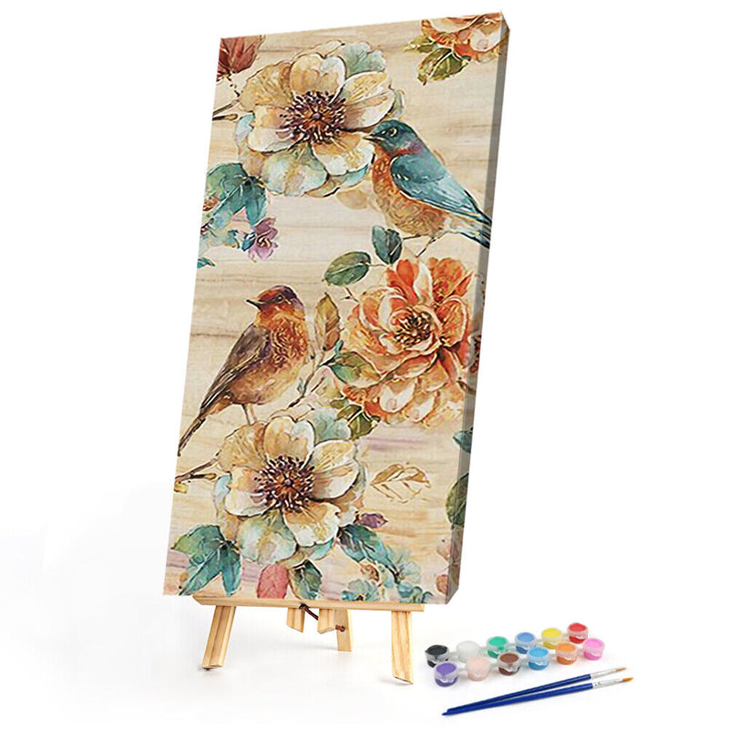 Zero Basis Paint by Number Kit Oil Drawing HandPainted Paint Bird Flower Patt