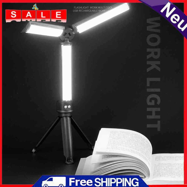 Portable LED Flashlight USB Folding Lamp for Bright Work with Brackets