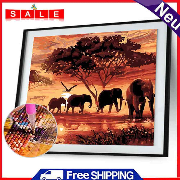 DIY-5D Diamond Painting Animal Worlds Cross Stitch Kits Embroidery Round Diamonds W
