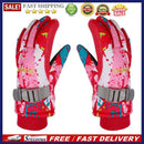 2pcs Children Winter Warm Waterproof Non-slip Skiing Gloves (Rose Red)(M)