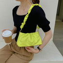 Fashion Women Casual PU Leather Solid Color Small Pleated Underarm Shoulder Bags