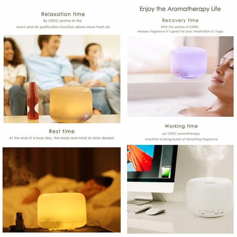 500ML Ultrasonic Timer Humidifier LED 2 Modes Aroma Essential Diffuser(EU)