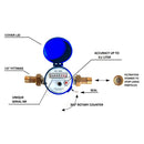 15mm 1/2 inch Cold Water Meter for Garden Home Using with Free Fittings Newly