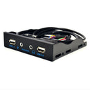 3.5 inch 9Pin to 4 Port HUB Floppy Bay 2 USB 2.0 HD Audio 3.5mm Front Panel Rack