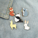 Cute Alpaca Rabbit Origami Animal Brooch Brooches Lapel Pin Badges Enamel Pin