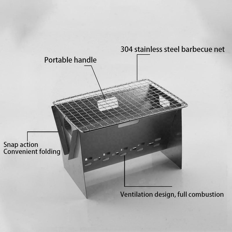 1pcs Outdoor BBQ Stove Mini Folding Steel Stove Barbecue Grill Camping I5M3