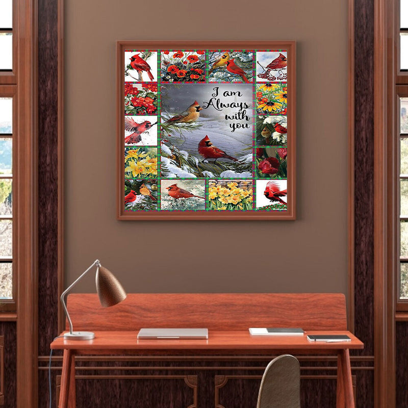 5D DIY Diamond Painting Kits Full Round Drill Cardinal in Frame Mosaic Picture