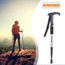 Trekking Pole 4 Sections T Shape Telescopic Outdoor Hiking Walking Crutch S