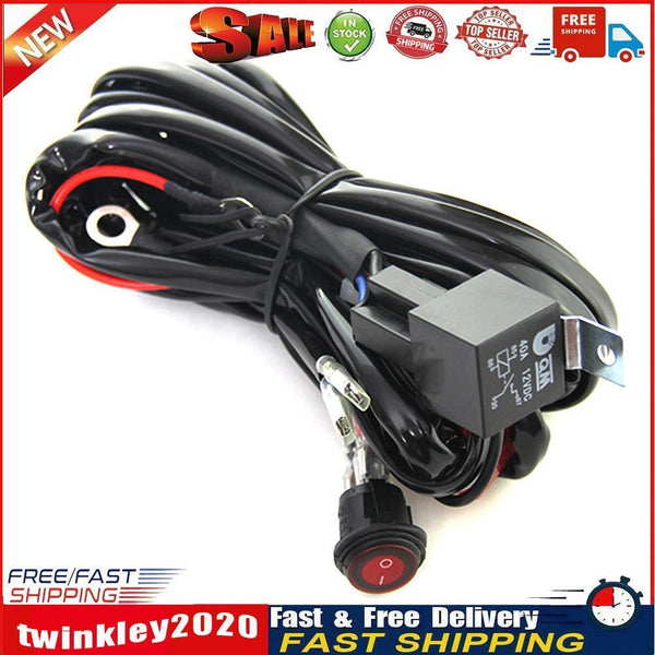 LED Light Bar Wiring Harness Kit On/Off Switch 40A 12V Power Relay Fuse Newly