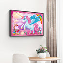 5D Drill DIY Diamond Round Mosaic Painting Full Kit Pink Horn Horse Room Decor