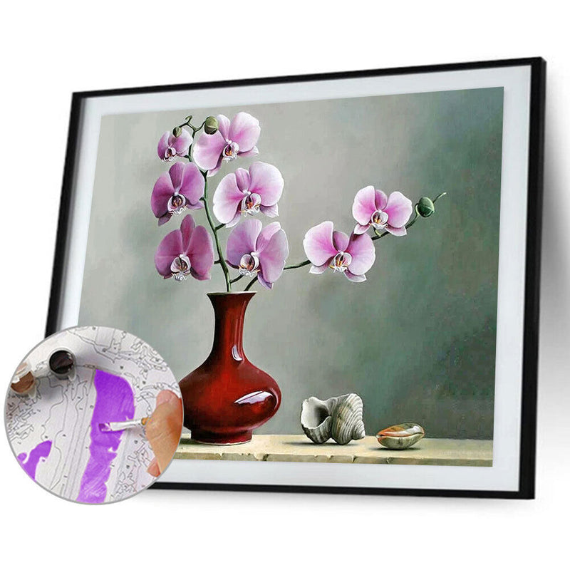 Phalaenopsis Oil Paint By Numbers Kits DIY Handpainted on Canvas Gift Unframed
