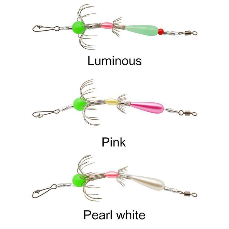 Double Row Fishing Cuttlefish Hook Carbon Steel Squid Hook Tackle (Pink)