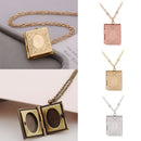 Gift Jewelry Chain Friend Pendant Photo Picture Locket Square Shaped Necklace