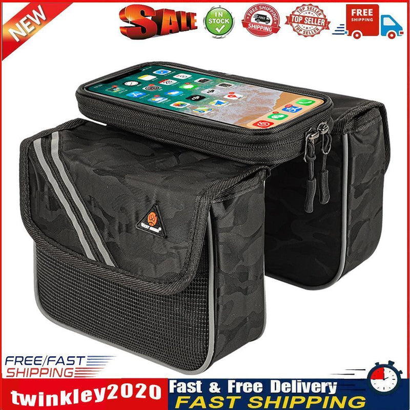 WEST BIKING Reflective Waterproof Mountain Road Bike Top Tube Bags (Black) Newly