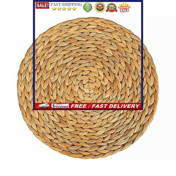 Woven Placemats, Water Hyacinth Heat Resistant Non-Slip Round Braided Tablema