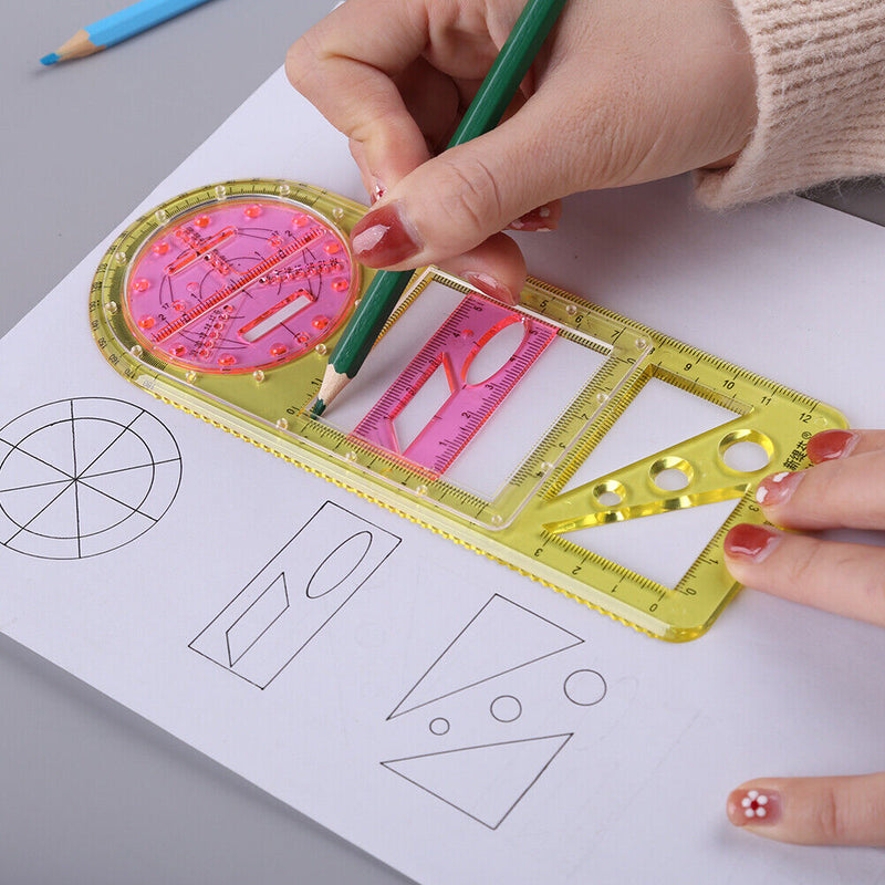 Multifunctional Geometric Drawing Ruler Students Circle Drafting Measuring Tools