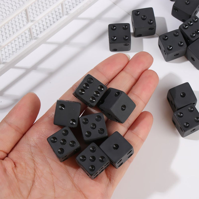 Dice Standard Six Sided Dices Set Non-printed Points Black Dice Game Accessory