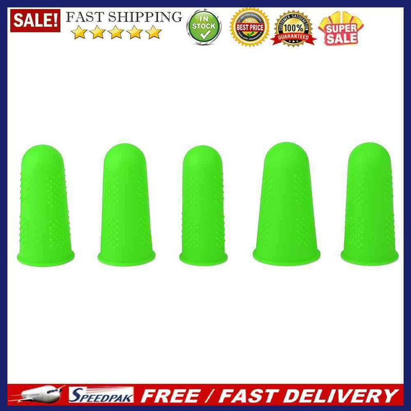 Anti-slip Hot Glue Gun Finger Caps Silicone Finger Cover Sleeve (Green 5pcs