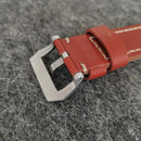 1X Fashion Simple 24MM Reddish Brown Leather Strap Stainless Steel Pin Buckle