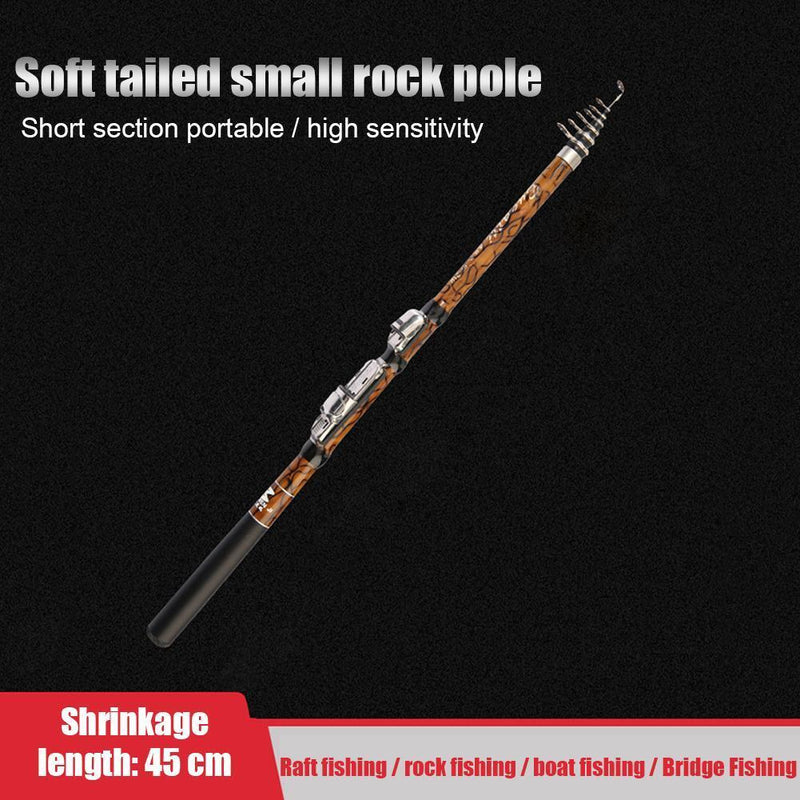 High Carbon Ultra Hard Telescopic Short Section Fishing Rod Pole (2.1m)
