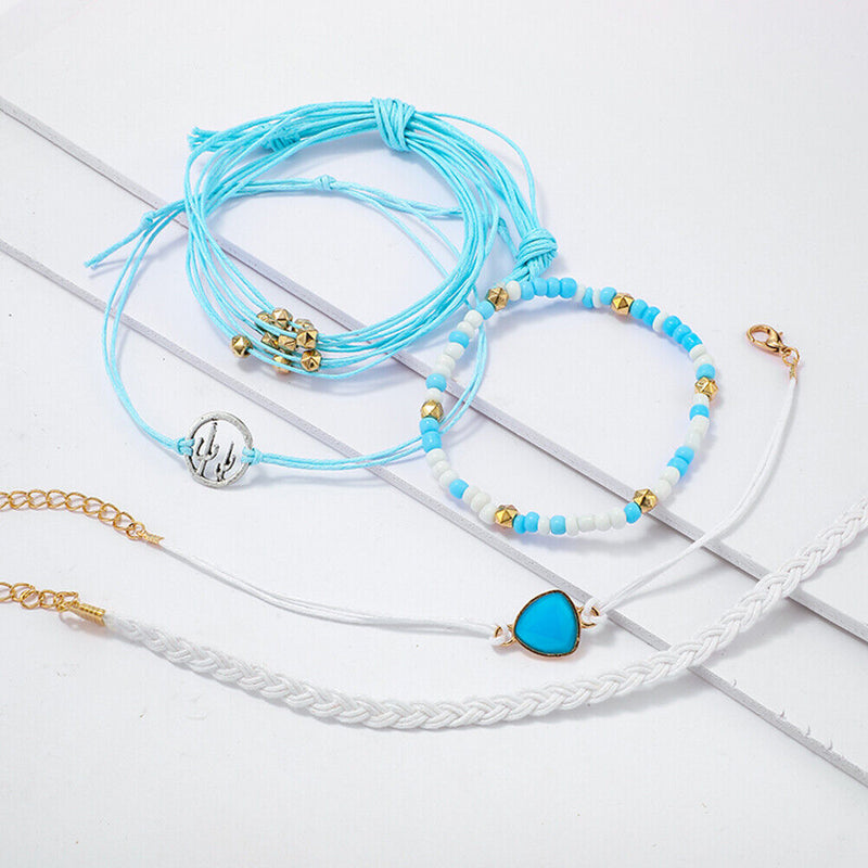 Multilayer Weave Rope Ethnic Bohemian Beads Shell Bangle Jewelry Gifts Bracelet