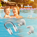 Soft Silicone Swimming Earplugs Nose Clip Set Soundproof Ear Plugs (Grey) Newly