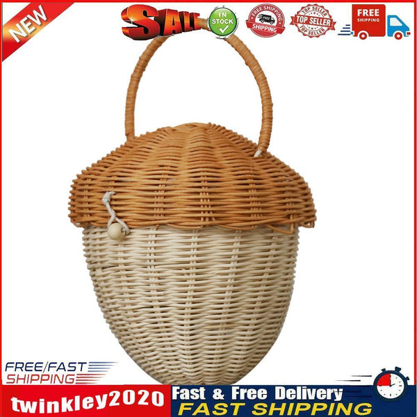 Handmade Rattan Mushroom Basket Handbag Woven Organizer Photography Props Newly