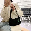 Women Purse Pure Color Underarm Bag Female Casual Shoulder Handbag (Black)