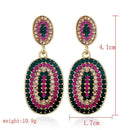 European Women Rhinestone Geometric Oval Dangle Stud Earrings Jewelry Gift