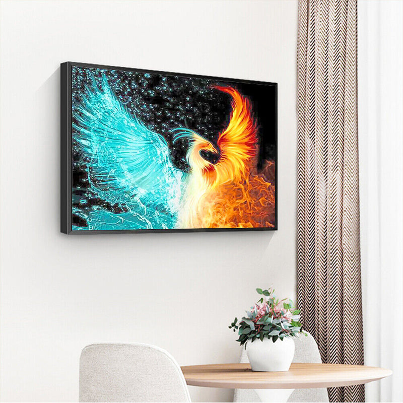 Art Canvas Oil Kit Drawing By Numbers Ice Fire Phoenix DIY Hand Painted Painting