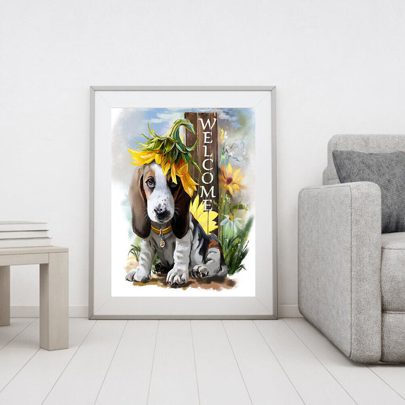 Handpainted DIY Sunflower and Puppy Oil Paint by Numbers Pictures Craft Gift Kit