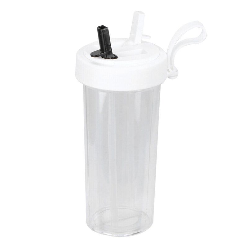 600ml Dual Straw Cup Outdoor Sports Drinking Beverage Water Bottle (White) Newly