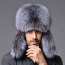 Hunting with Fur Ear Flaps Men's Russian Hat Winter Trapper Hat Bomber Hat