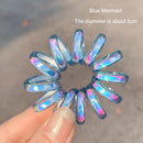 Telephone Wire Elastic Hairbands Women Ponytail Holder Hair Ties (Blue)