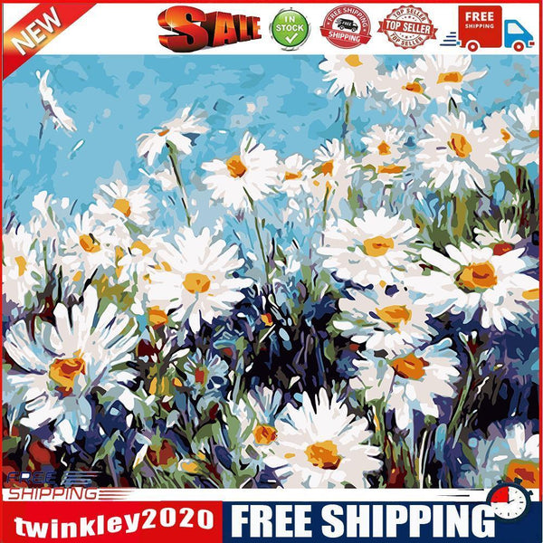 Flower Field Painting By Numbers Kit Acrylic Paint Canvas Wall Art Picture