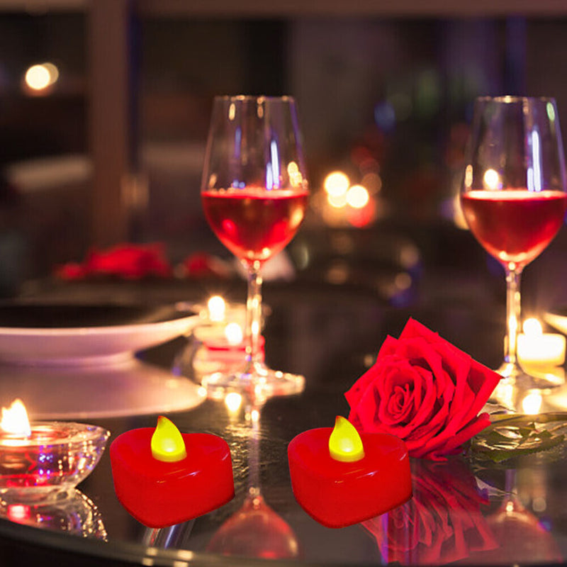 24pcs LED Tealight Candles Lamp Romantic Wedding Party Home Decor (Red)