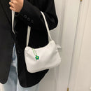 Women Purse Pure Color Underarm Bag Female Casual Shoulder Handbag (White)