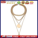 Geometric Metal Pendant Necklace Multi Layer Women Statement Clavicle Chain G