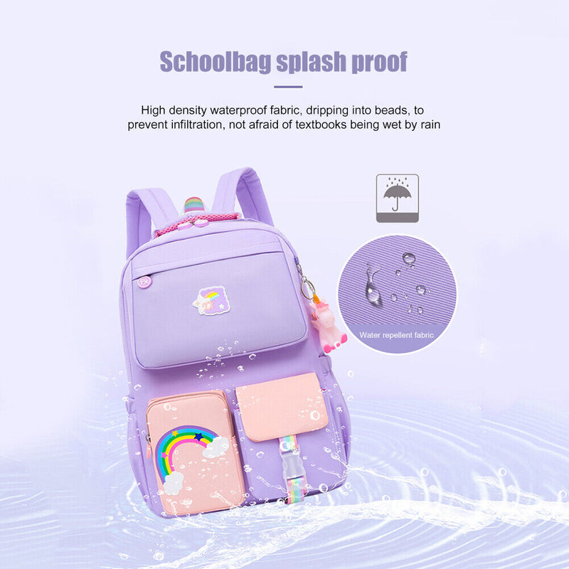 #A Korean Fashion Backpack Rainbow Shoulder Strap Teenage Children Travel Book B